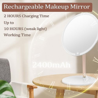 ANGNYA Makeup Mirror with Light, dobíjecí toaletní zrcadlo s 3 nastavitelnými barvami / 10x zvětšovacím zrcadlem